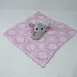 HB Baby Lovey Lovie Pink Gray Elephant 14” Square Soft Fuzzy Security Blanket